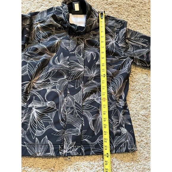 Athleta Odyssey Leaf Print Jacket Full Zip Magnetic Running Workout Black Sz M - Picture 9 of 11